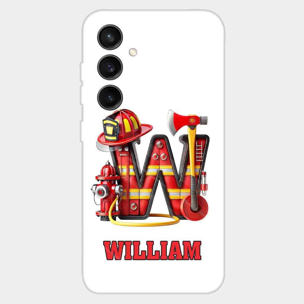 Étui de téléphone personnalisé avec motif pompier Alphabet - Coque de téléphone imprimée intégrale