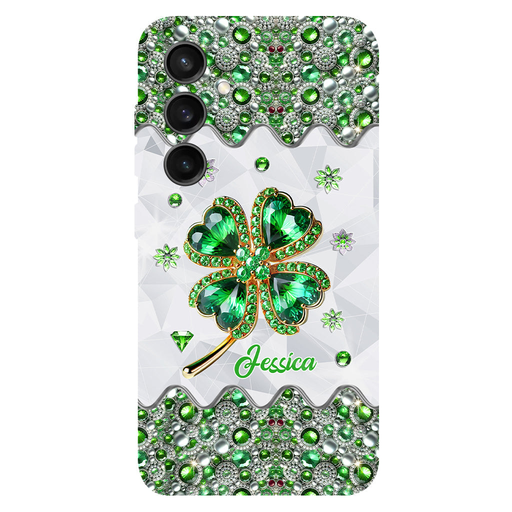Coque de téléphone personnalisée avec trèfle à quatre feuilles porte-bonheur pour la Saint-Patrick - Impression intégrale