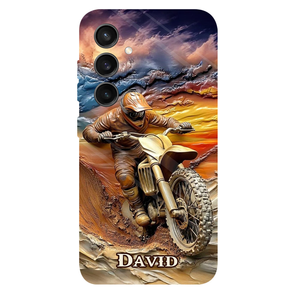 Né pour rouler - Coque de téléphone personnalisée avec impression intégrale de moto cross
