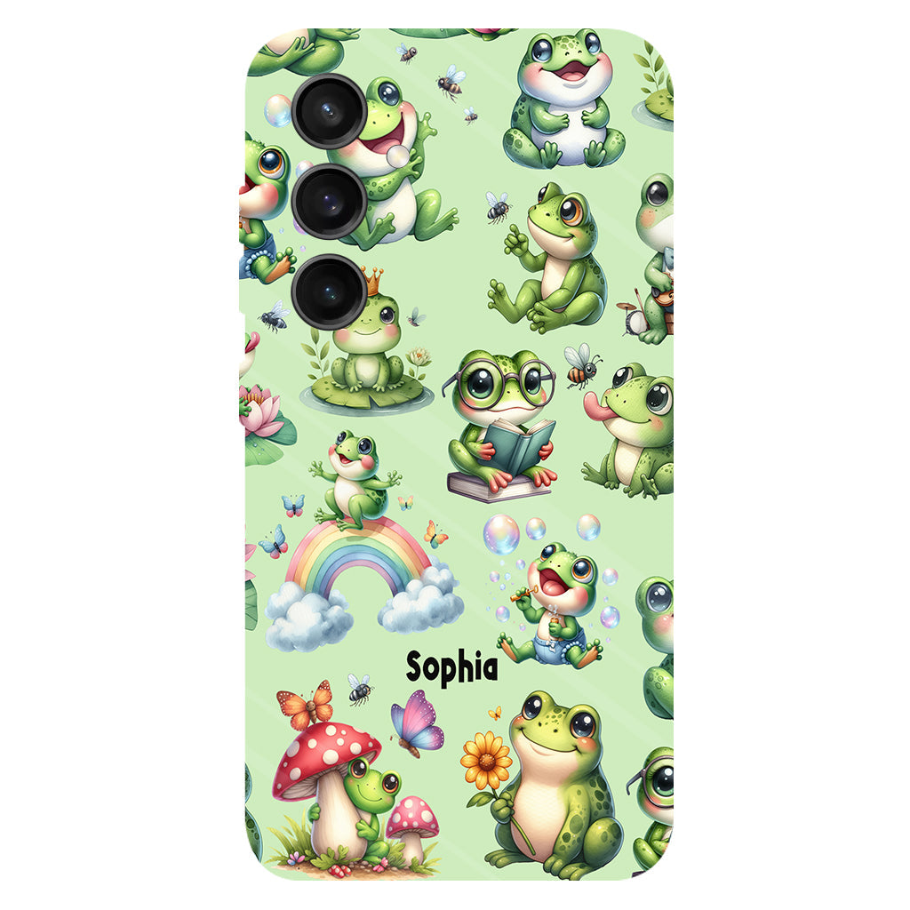 Einfach ein Mädchen, das Frösche liebt – Personalisierte Handyhülle mit Frosch-Vollbilddruck