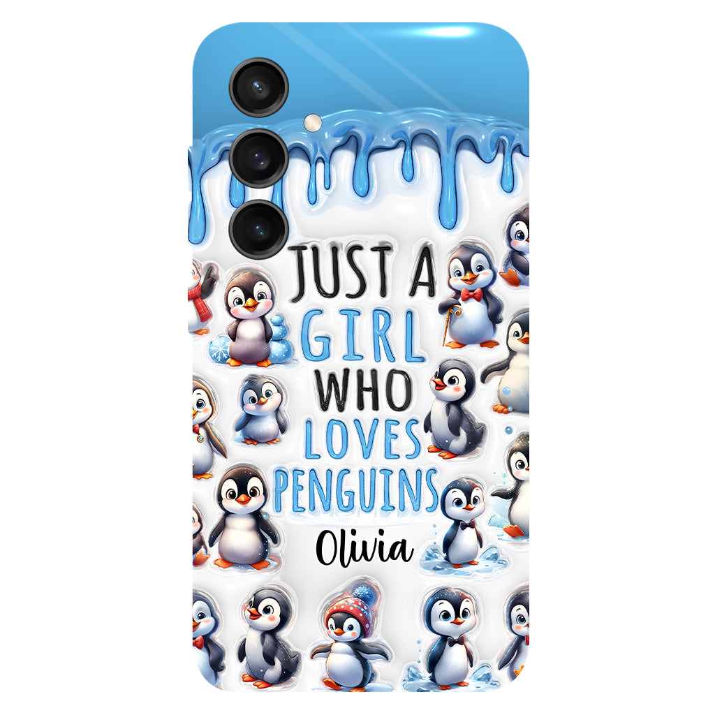 Juste une fille qui aime les pingouins - Coque de téléphone personnalisée avec impression intégrale « Amoureuse des pingouins »