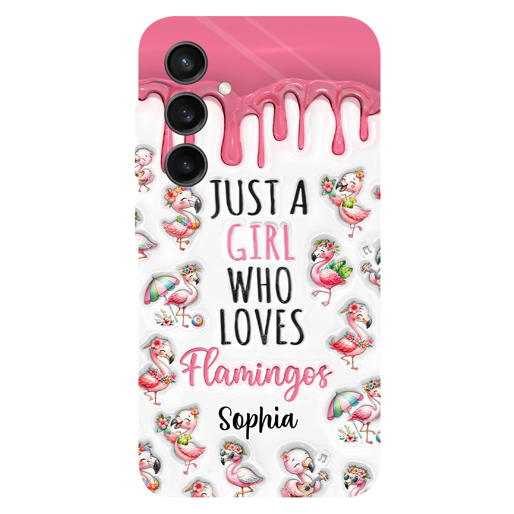 Juste une fille qui aime les flamants roses - Coque de téléphone personnalisée avec imprimé flamant rose