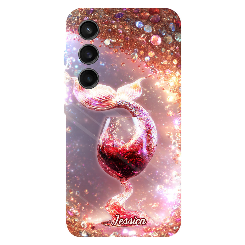 Je bois comme un poisson, je suis une sirène - Coque de téléphone personnalisée avec impression intégrale sur le thème du vin