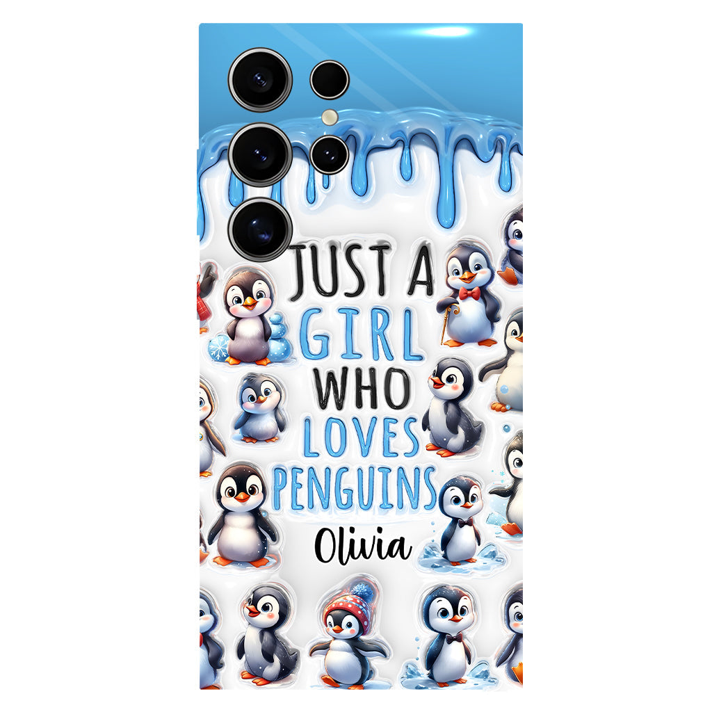 Juste une fille qui aime les pingouins - Coque de téléphone personnalisée avec impression intégrale « Amoureuse des pingouins »
