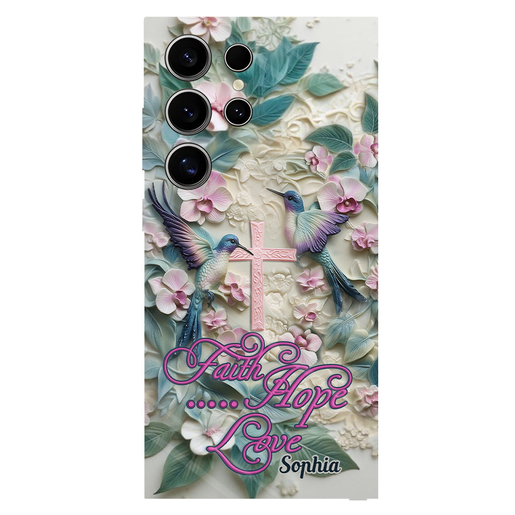 Foi, Espérance, Amour - Coque de téléphone personnalisée avec colibri - Impression intégrale