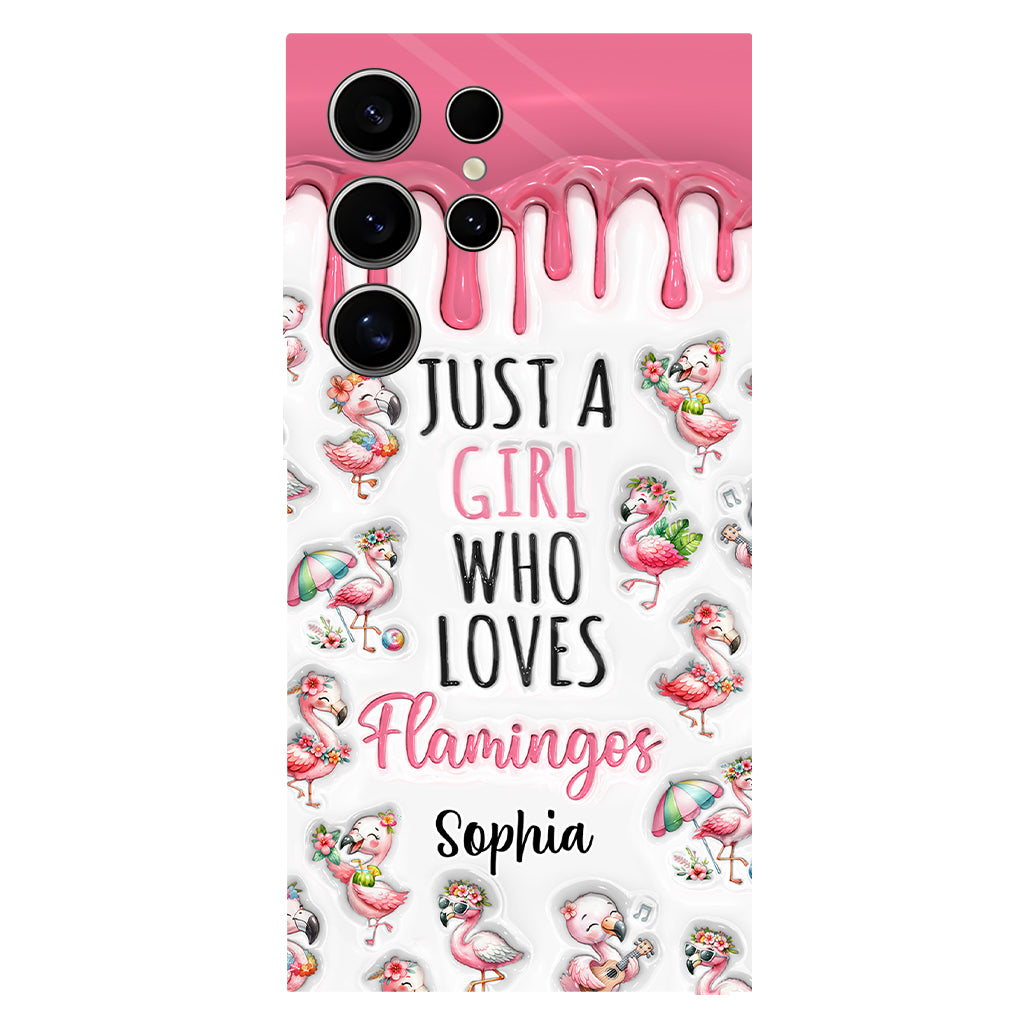 Juste une fille qui aime les flamants roses - Coque de téléphone personnalisée avec imprimé flamant rose