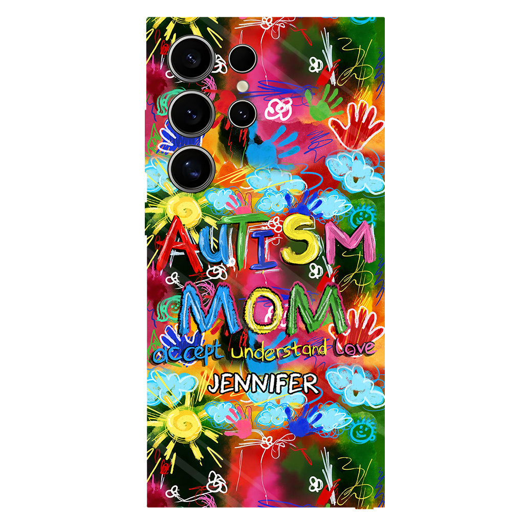 Maman d'un enfant autiste - Coque de téléphone personnalisée avec impression intégrale pour la sensibilisation à l'autisme