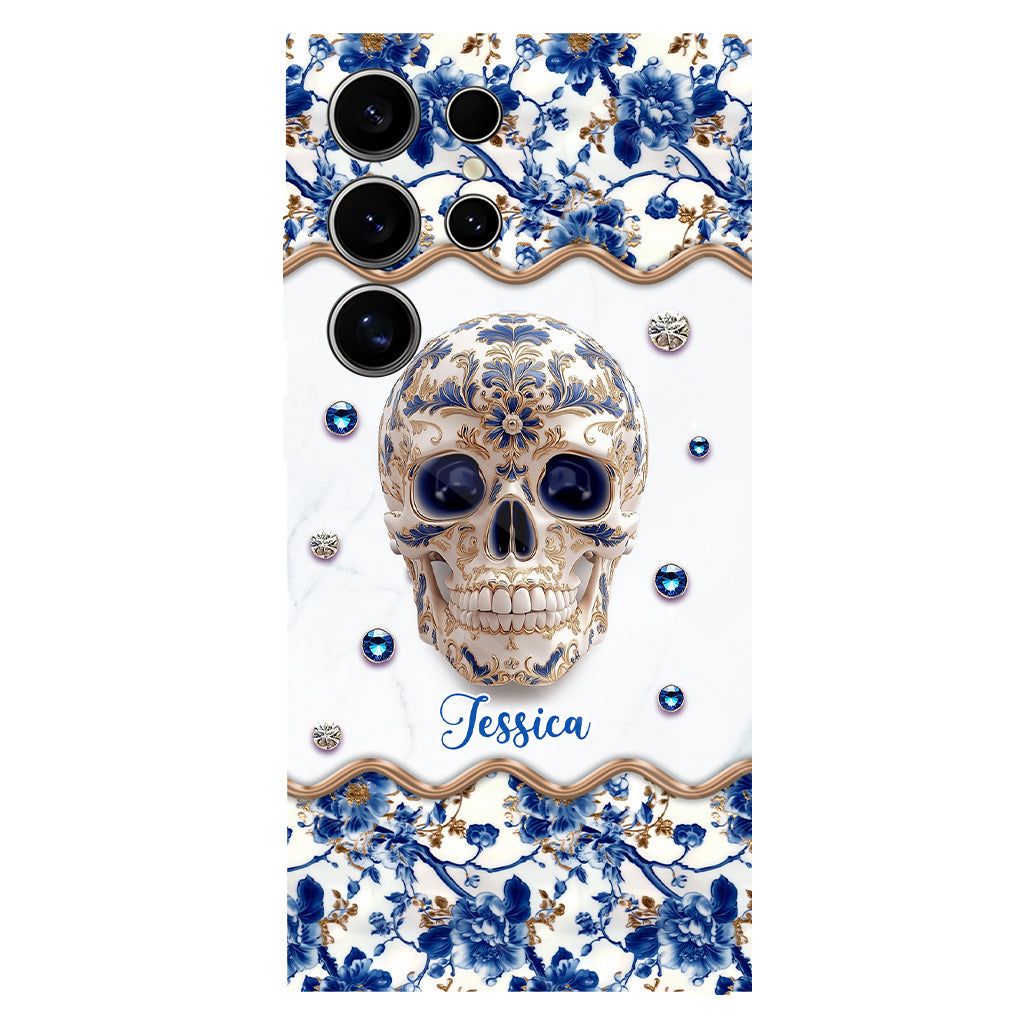 Totenkopf-Toile-de-Jouy – Personalisierte Handyhülle mit Totenkopf-Vollbilddruck