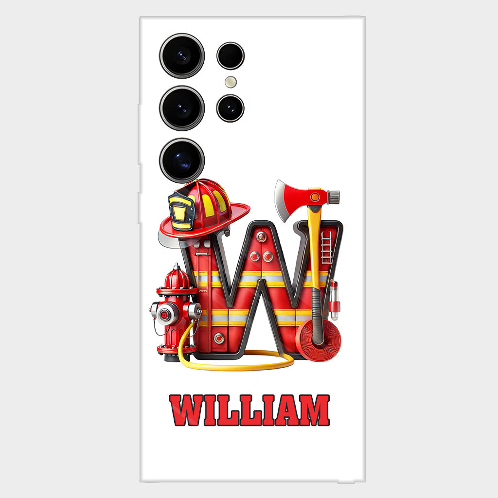 Étui de téléphone personnalisé avec motif pompier Alphabet - Coque de téléphone imprimée intégrale