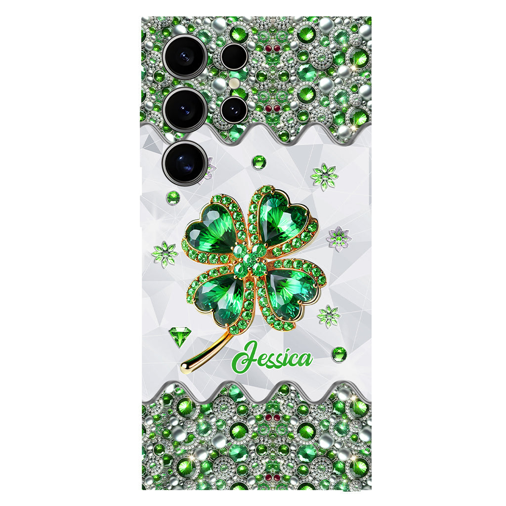 Coque de téléphone personnalisée avec trèfle à quatre feuilles porte-bonheur pour la Saint-Patrick - Impression intégrale