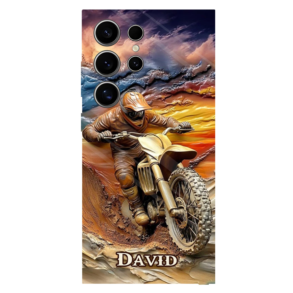 Né pour rouler - Coque de téléphone personnalisée avec impression intégrale de moto cross