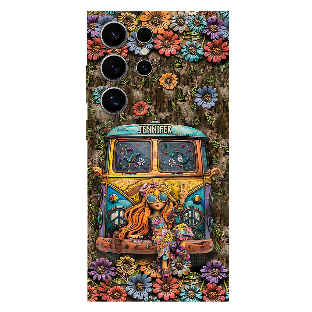 Niedliche Wohnwagen-Handyhülle mit personalisiertem Hippie-Vollbilddruck