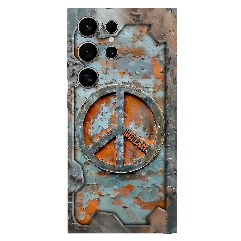 Liebe und Frieden – Personalisierte Handyhülle im Hippie-Stil mit Vollprint