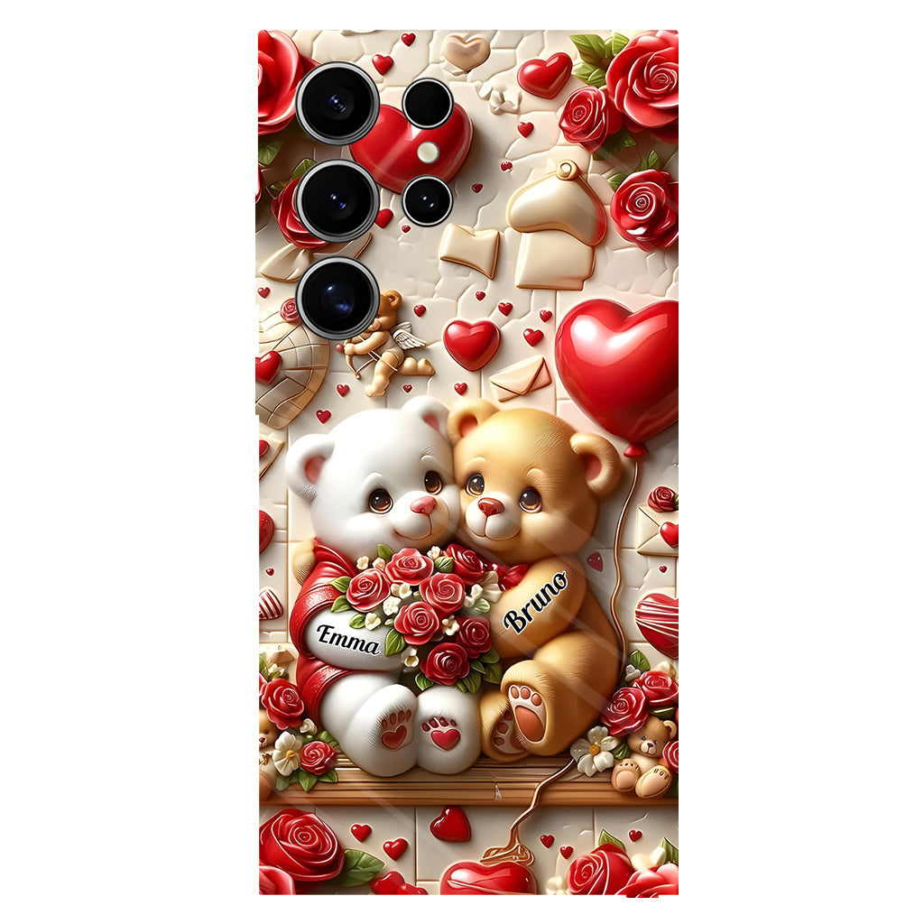 Cute Bear Couple - Personalized Couple Full Print Phone Case