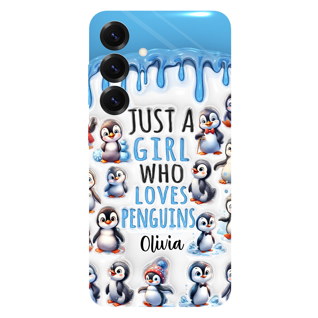 Juste une fille qui aime les pingouins - Coque de téléphone personnalisée avec impression intégrale « Amoureuse des pingouins »