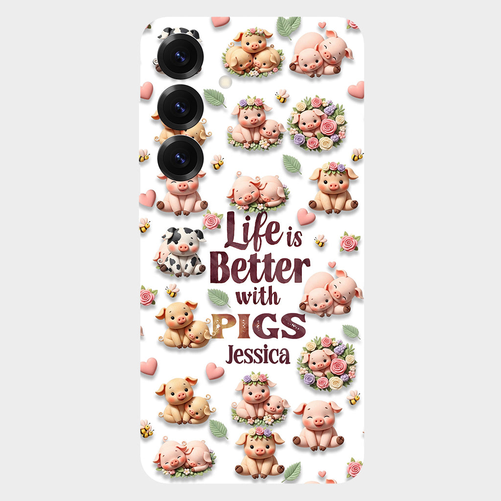 Einfach ein Mädchen, das Schweine liebt – Personalisierte Handyhülle mit Schweinemotiv