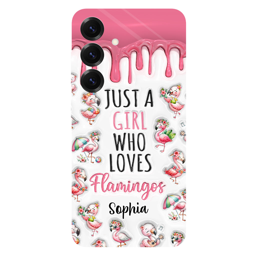 Juste une fille qui aime les flamants roses - Coque de téléphone personnalisée avec imprimé flamant rose