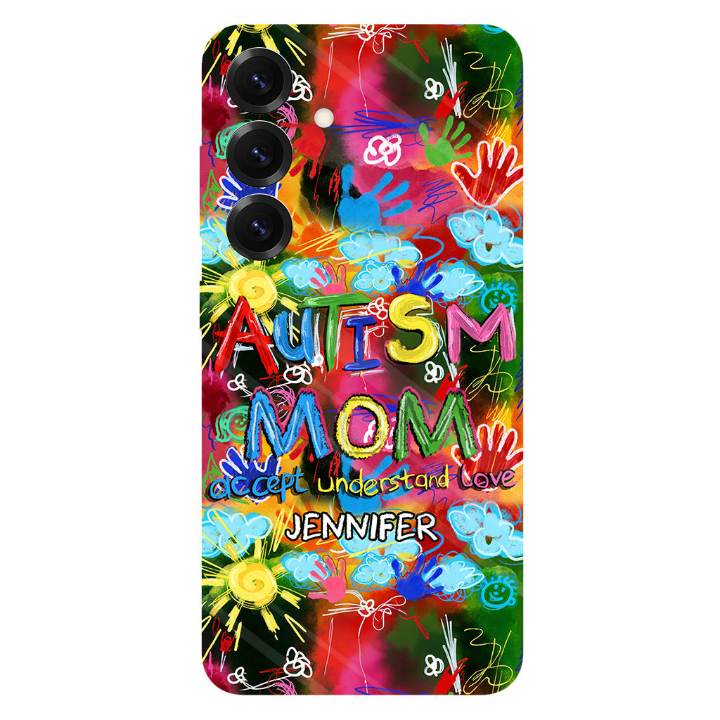 Maman d'un enfant autiste - Coque de téléphone personnalisée avec impression intégrale pour la sensibilisation à l'autisme