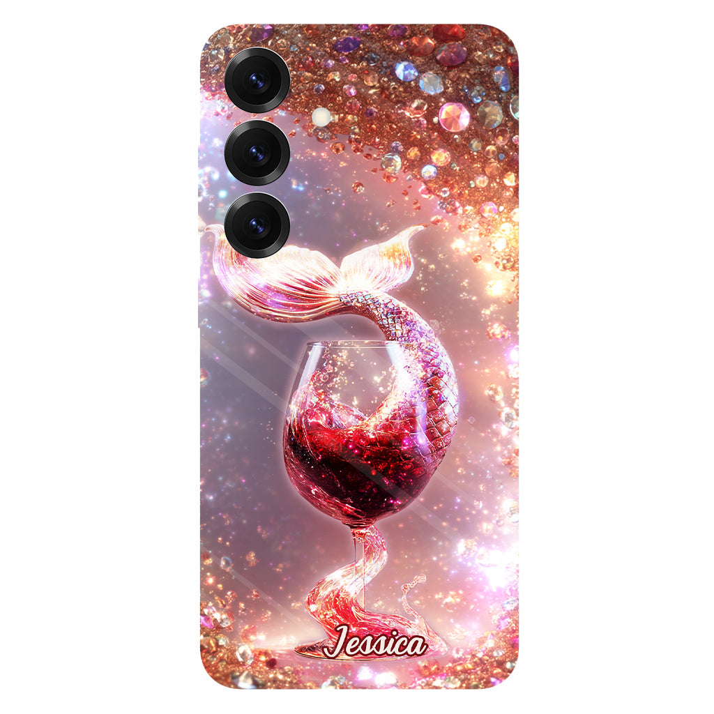 Je bois comme un poisson, je suis une sirène - Coque de téléphone personnalisée avec impression intégrale sur le thème du vin
