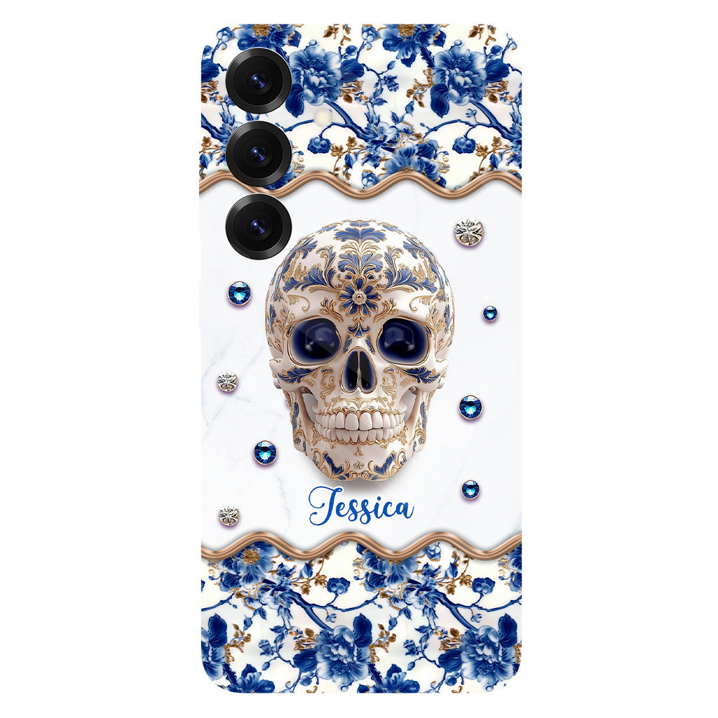 Totenkopf-Toile-de-Jouy – Personalisierte Handyhülle mit Totenkopf-Vollbilddruck