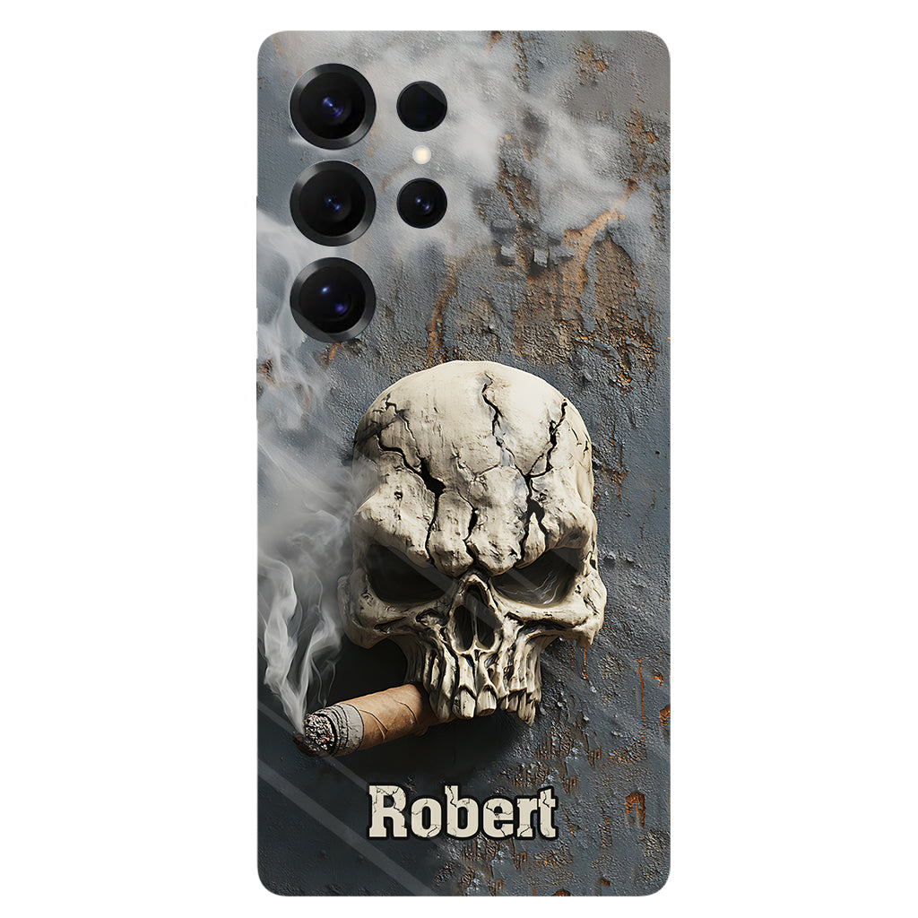 Coque de téléphone personnalisée Skull Cigar - Motif crâne intégral