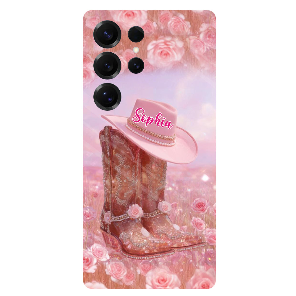 Floral Cowgirl - Personalized Cowgirl Full Print Phone Case & Phone Grip
