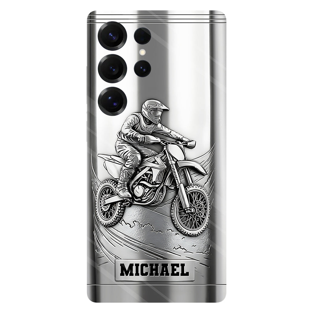 Handyhülle mit Metallic-Motiv (Dirtbike/Motocross) – Personalisierte Dirtbike-Handyhülle mit Vollbilddruck