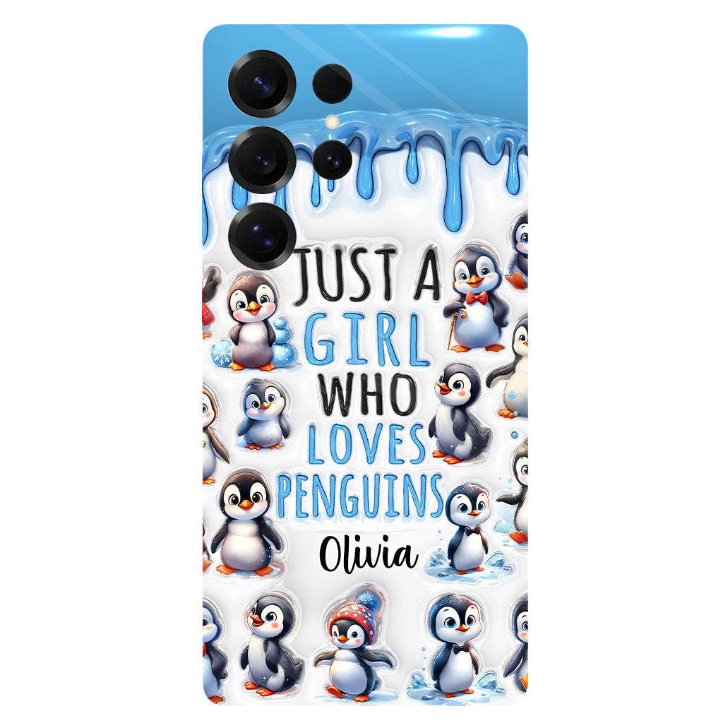 Juste une fille qui aime les pingouins - Coque de téléphone personnalisée avec impression intégrale « Amoureuse des pingouins »
