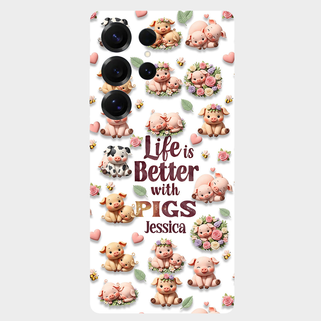 Einfach ein Mädchen, das Schweine liebt – Personalisierte Handyhülle mit Schweinemotiv