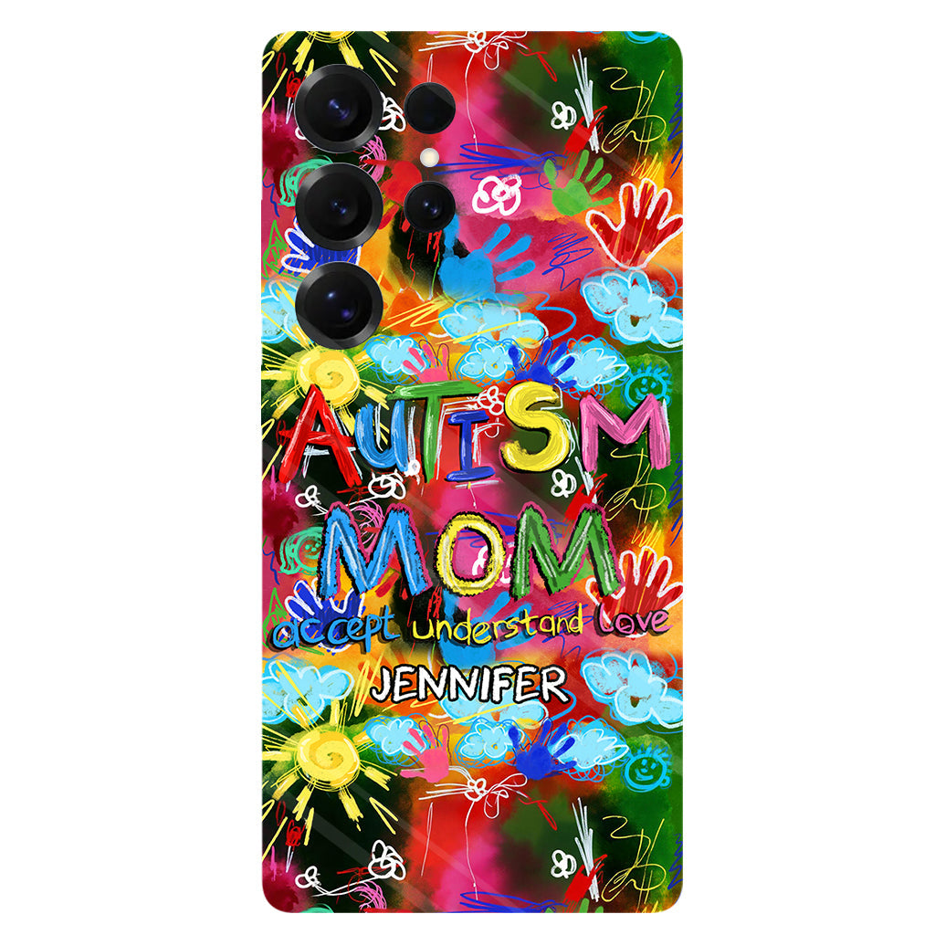 Maman d'un enfant autiste - Coque de téléphone personnalisée avec impression intégrale pour la sensibilisation à l'autisme