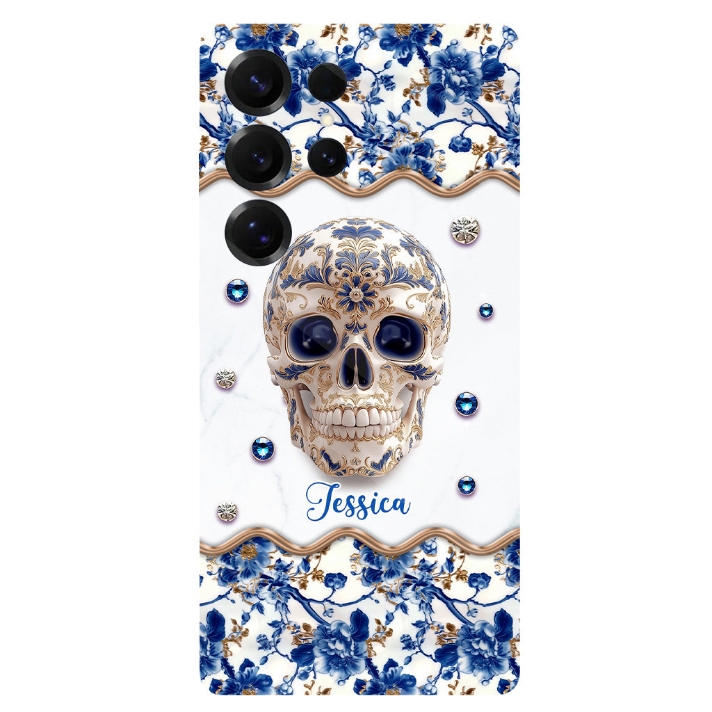 Totenkopf-Toile-de-Jouy – Personalisierte Handyhülle mit Totenkopf-Vollbilddruck