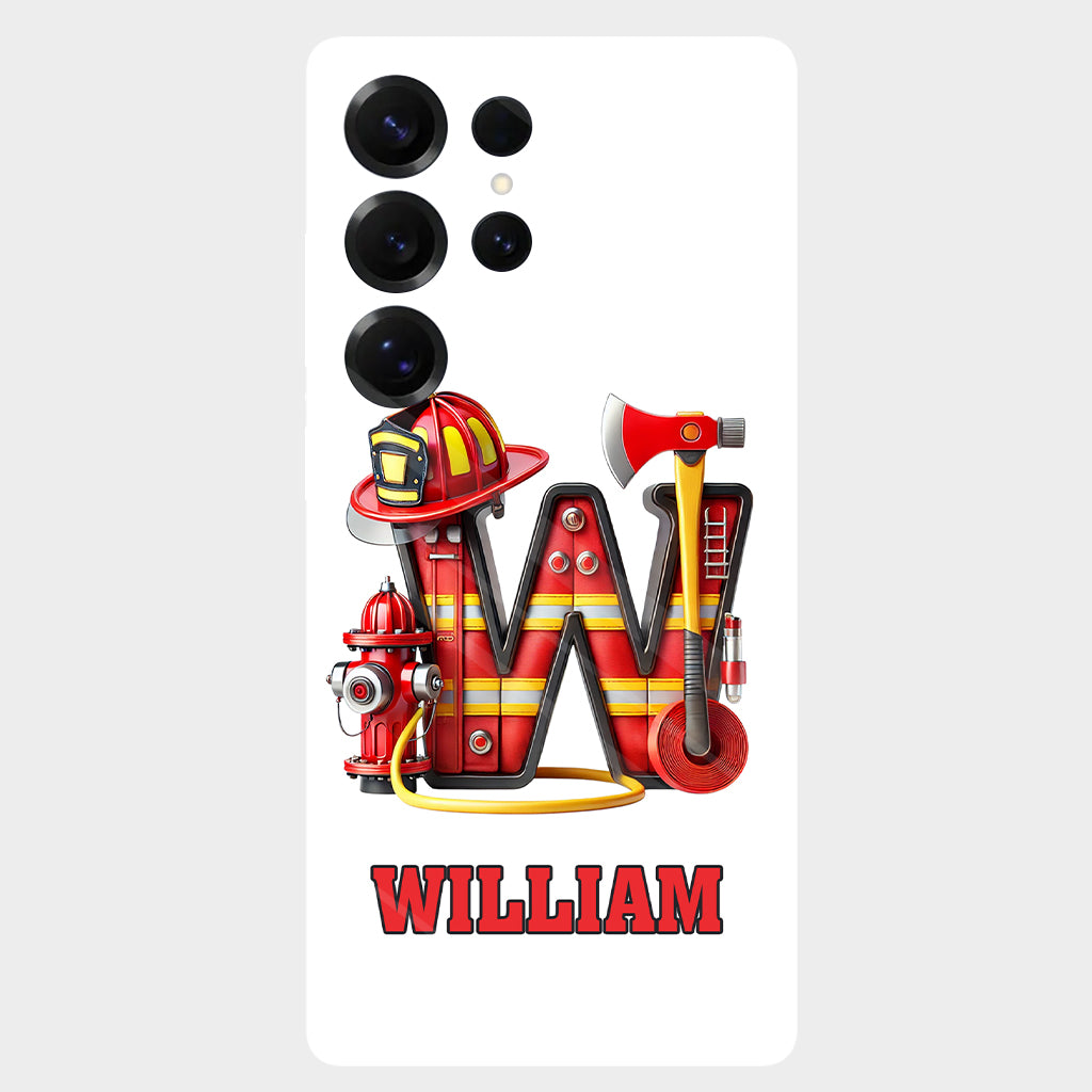Étui de téléphone personnalisé avec motif pompier Alphabet - Coque de téléphone imprimée intégrale