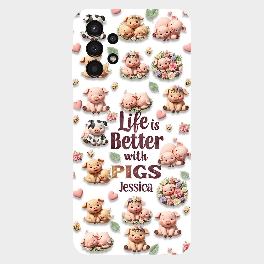 Einfach ein Mädchen, das Schweine liebt – Personalisierte Handyhülle mit Schweinemotiv