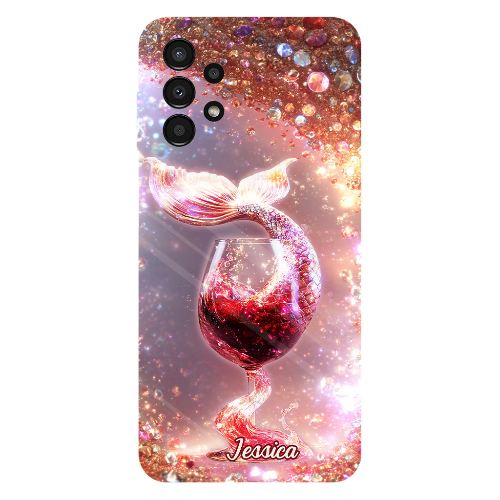 Je bois comme un poisson, je suis une sirène - Coque de téléphone personnalisée avec impression intégrale sur le thème du vin