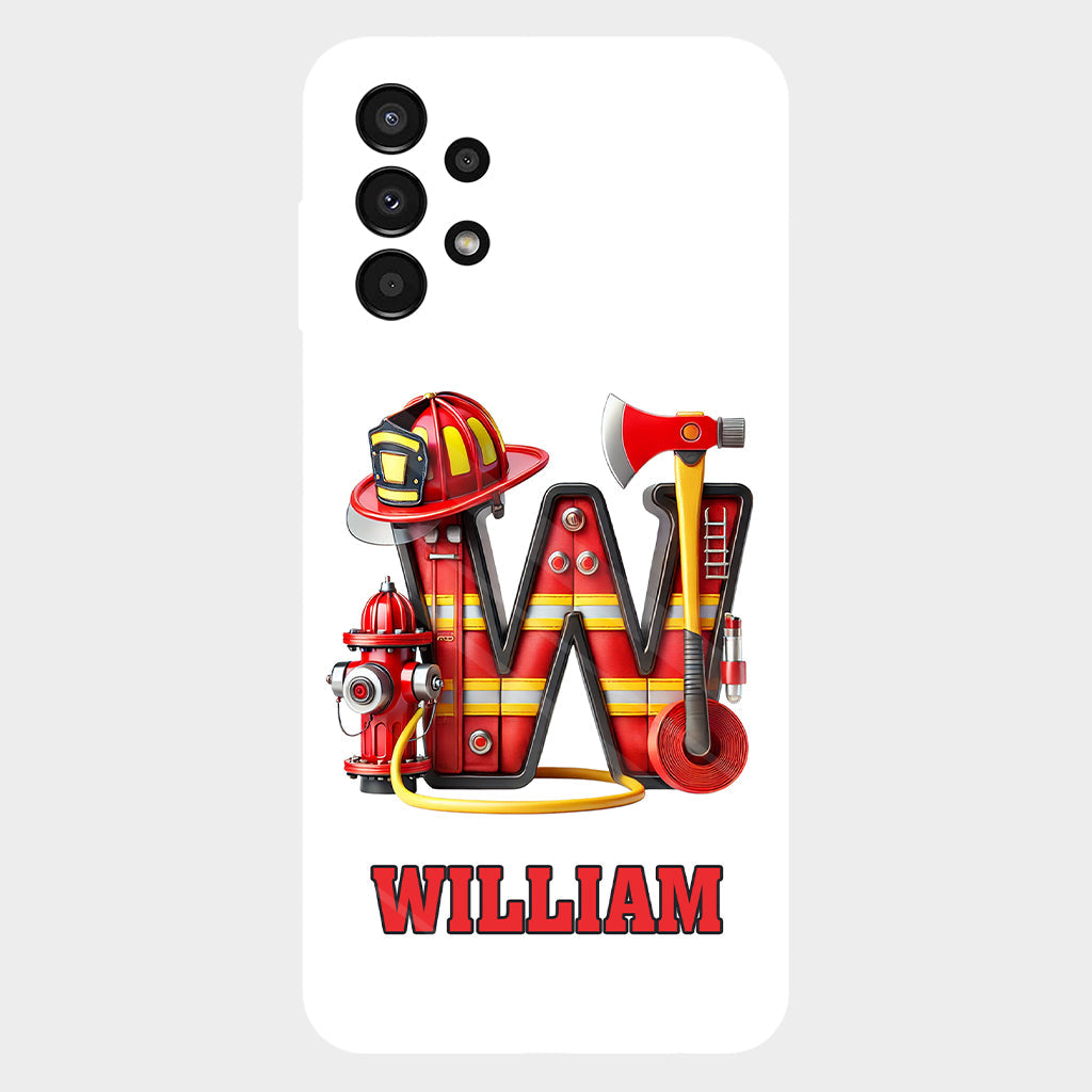 Étui de téléphone personnalisé avec motif pompier Alphabet - Coque de téléphone imprimée intégrale