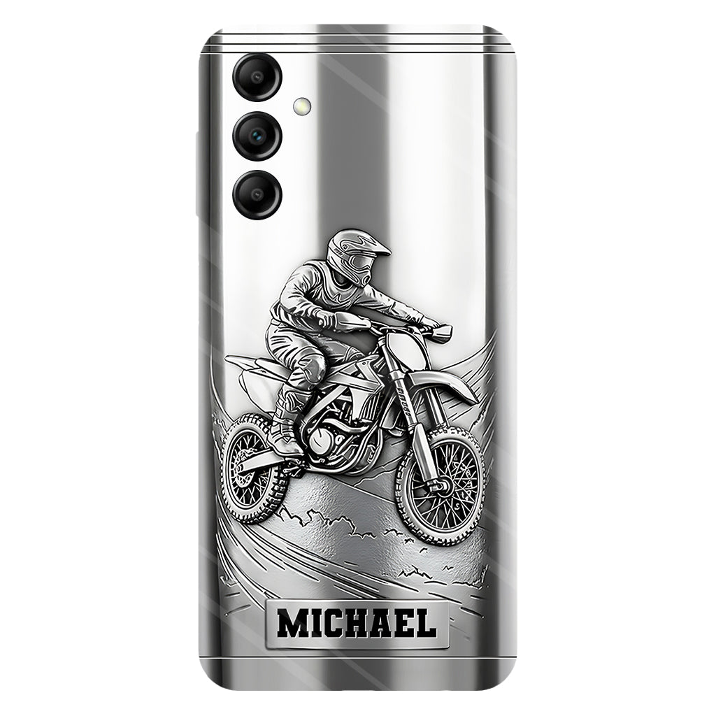 Handyhülle mit Metallic-Motiv (Dirtbike/Motocross) – Personalisierte Dirtbike-Handyhülle mit Vollbilddruck