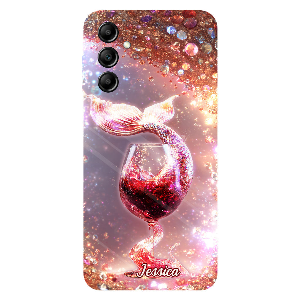 Je bois comme un poisson, je suis une sirène - Coque de téléphone personnalisée avec impression intégrale sur le thème du vin