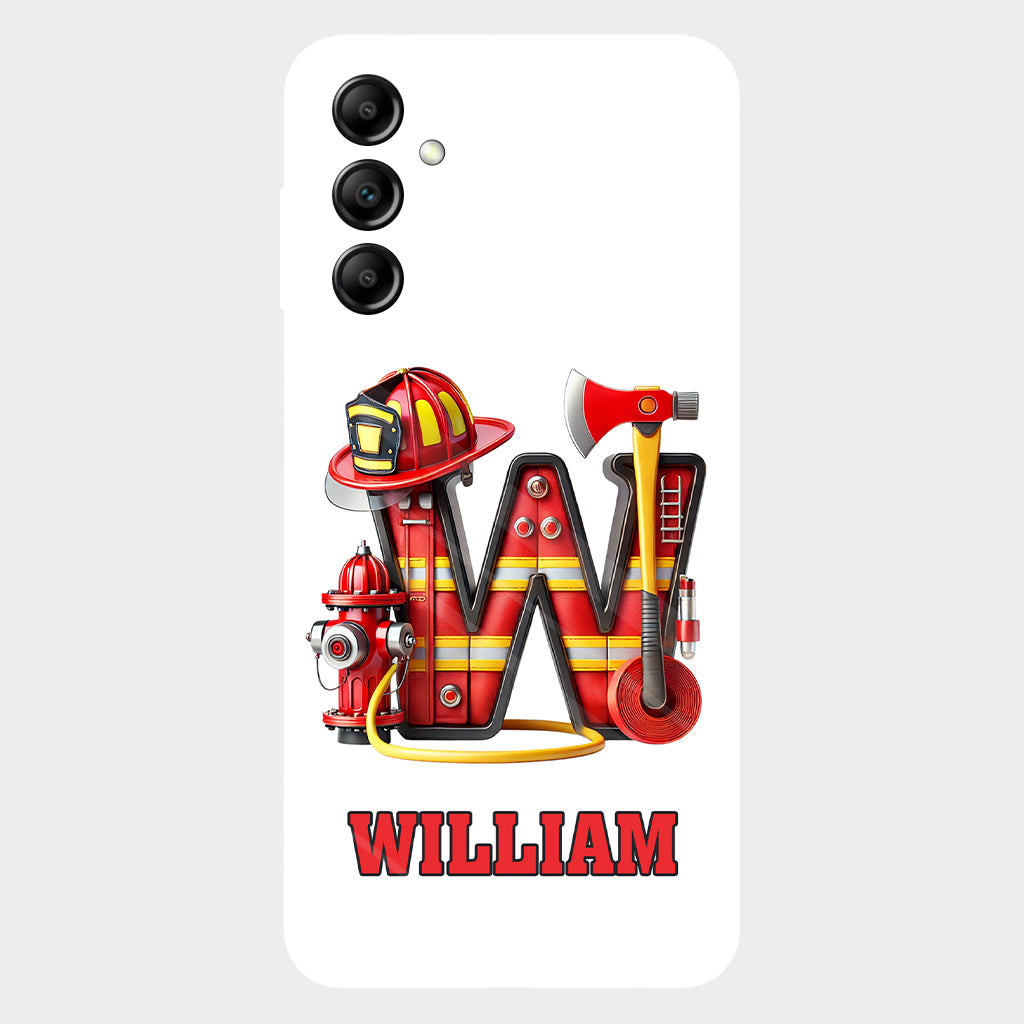 Étui de téléphone personnalisé avec motif pompier Alphabet - Coque de téléphone imprimée intégrale