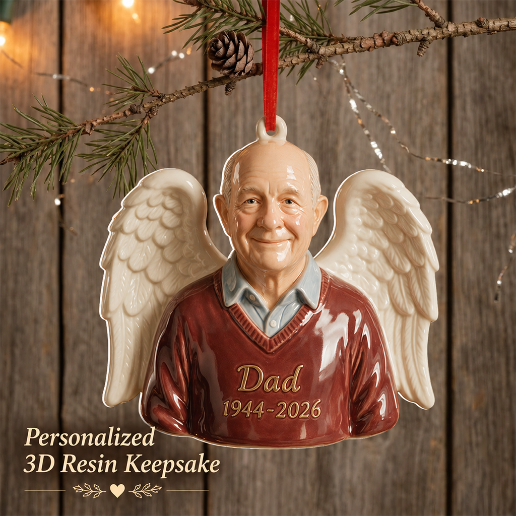 Ornement Mémorial 3D Ange Petit Garçon de Noël Personnalisé