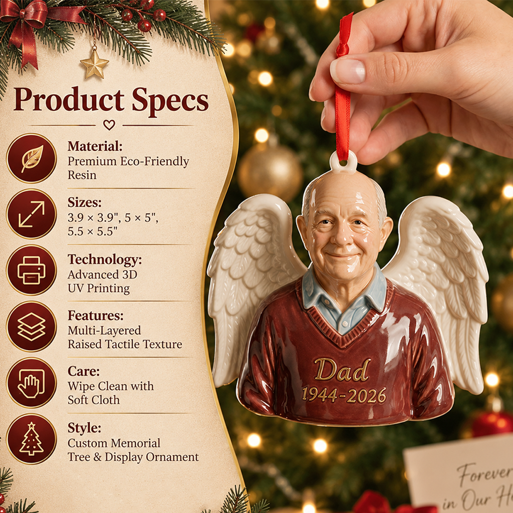 Personalisierte Weihnachtsgedächtnis Latino Mann 3D Engel Ornament