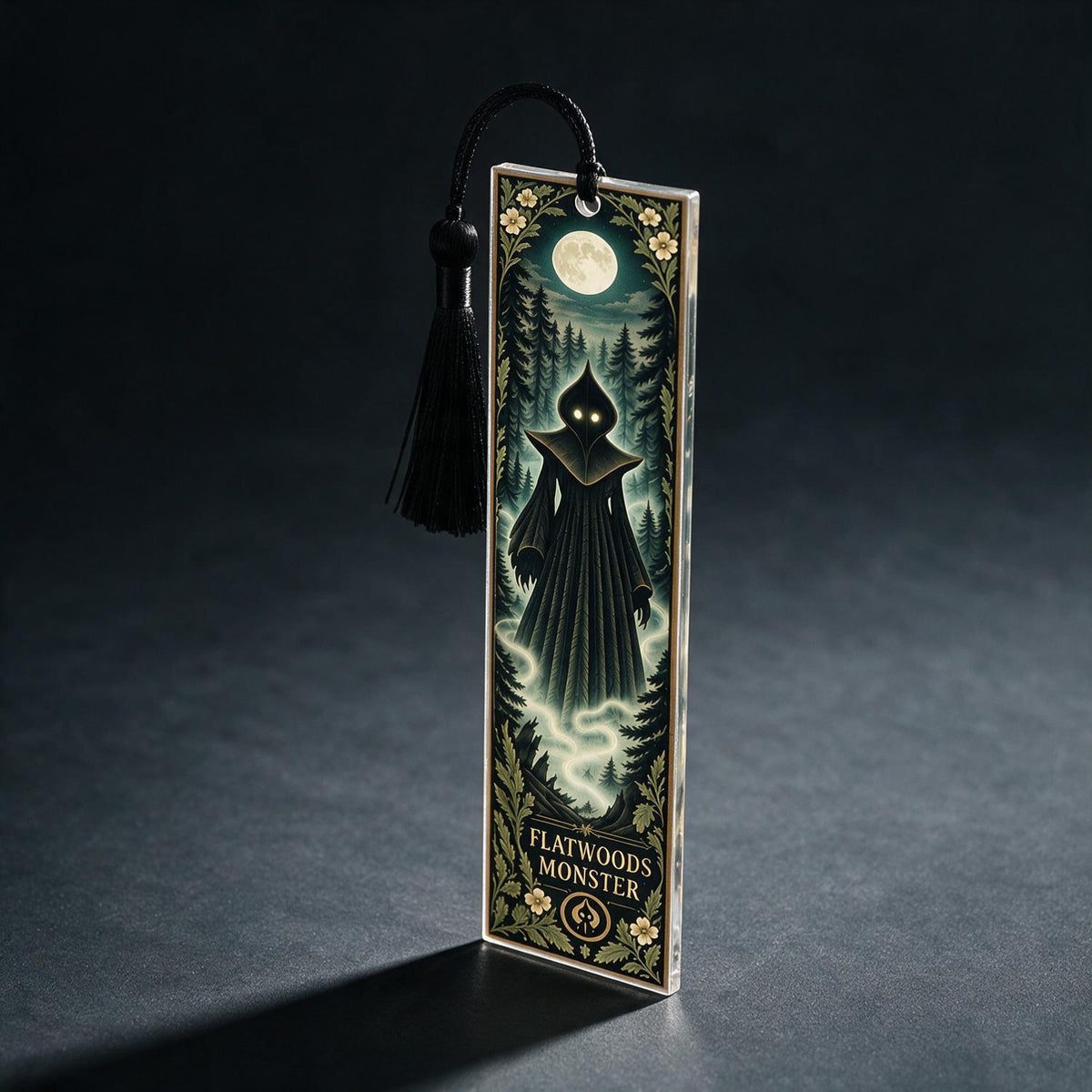 Personalized Flatwoods Monster Acrylic Bookmark with Tassel, Spooky Cryptid Book Lover Gift