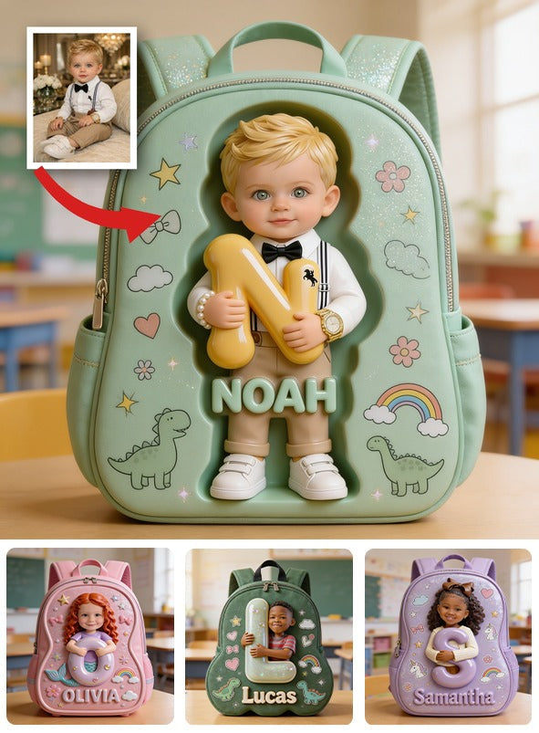 Sac à dos personnalisé 3D garçon blond avec patch nom changeable
