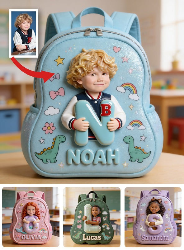 Sac à dos personnalisé 3D blond bouclé pour garçon, cadeau mignon pour la maternelle