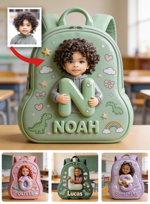 Sac à dos personnalisé pour garçon latin avec cheveux bouclés - Cadeau mignon pour la rentrée