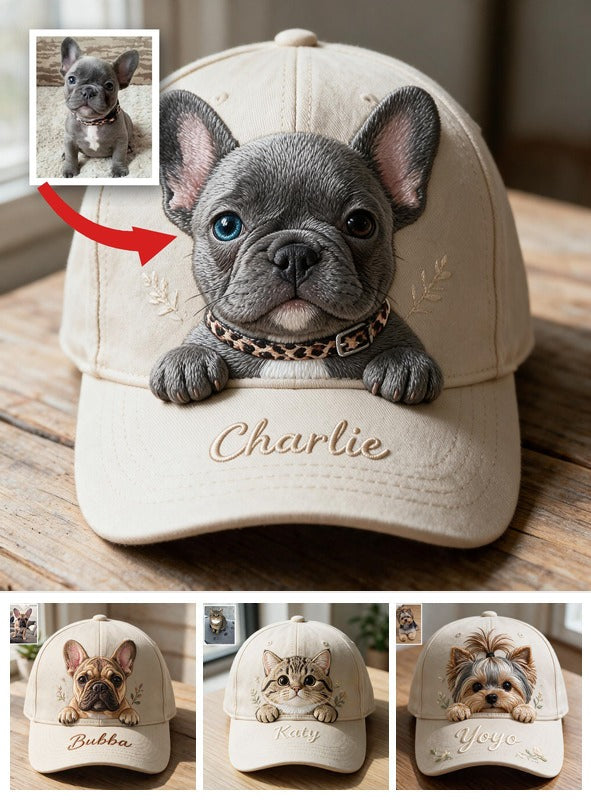 Casquette Classique Personnalisée avec Broderie de Bulldog Français Gris, Cadeau Personnalisé pour Amoureux des Chiens