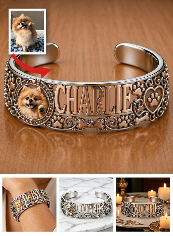 Bracelet en Cuir Personnalisé pour Chien Pomeranien - Cadeau Bijoux pour Propriétaires