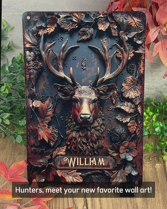 Stunning Deer - Personalized Hunting Rectangle Metal Sign