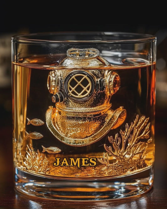 Scuba Diving Lovers Gift - Personalized Scuba Diving Whiskey Glass