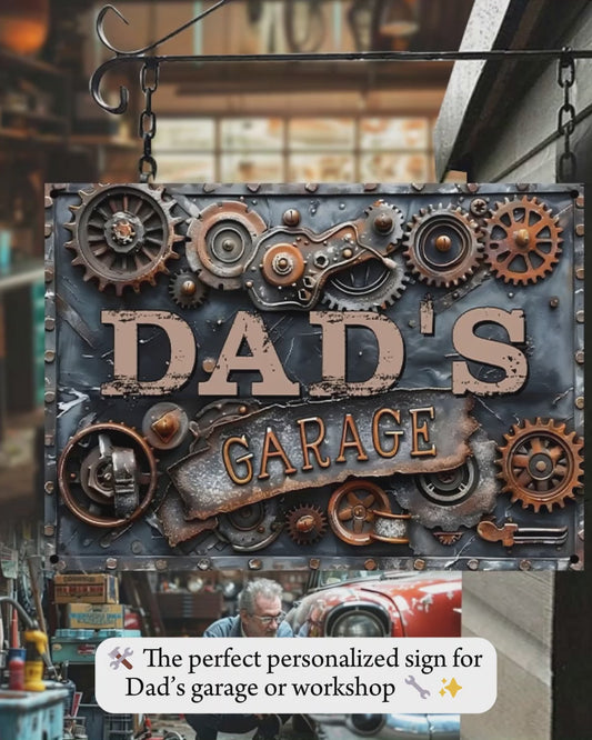Dad's Garage Custom Title - Personalized Father Rectangle Metal Sign