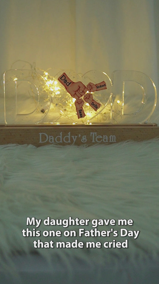 Daddy's Team - Personalized Father Custom LED Night Light